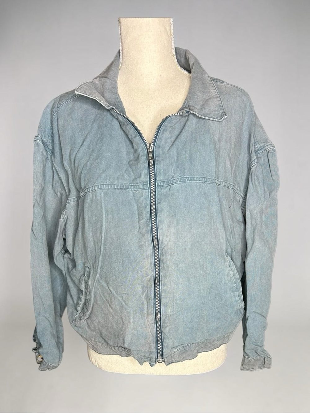 Vintage Esprit Faded Blue Zip Front Jacket Relaxed Fit